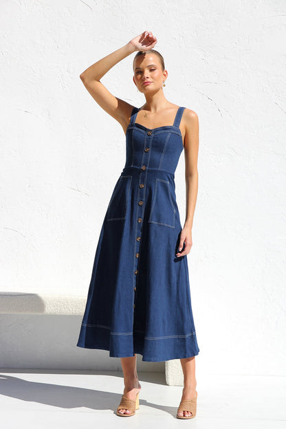 Danielle™ | Robe en Denim Indigo