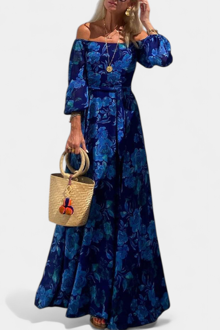 Davina™ | Robe Longue Off-Shoulder Imprimé Floral Été
