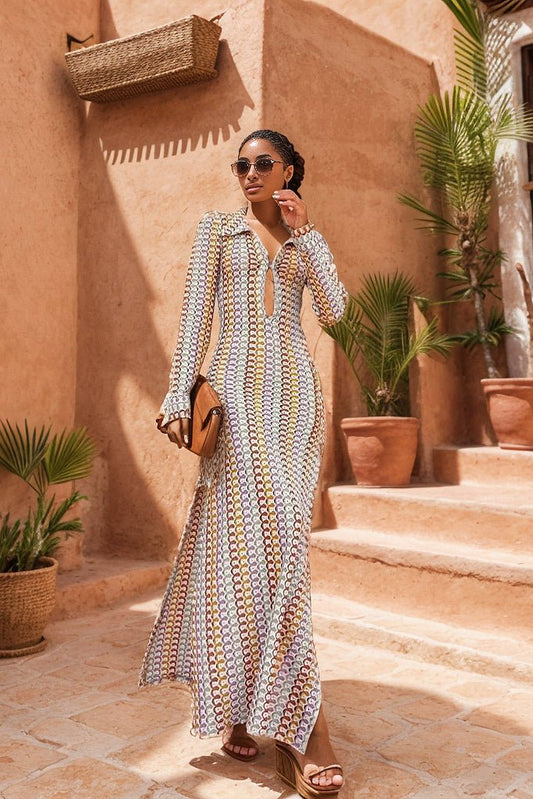 Dawn™ | Robe Maxi en Crochet à Col V