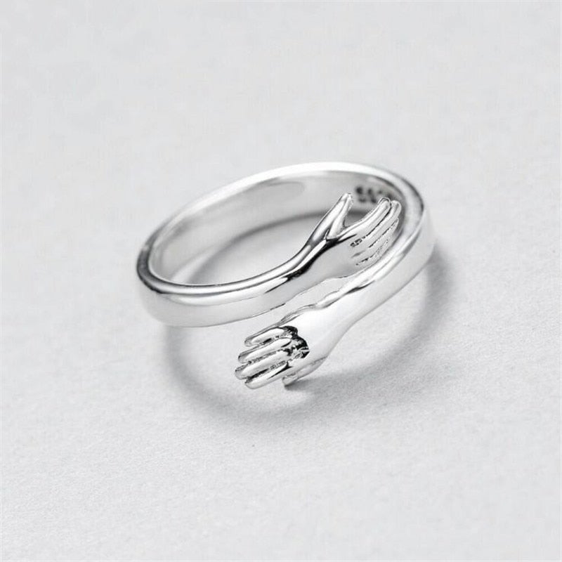 Bague d'étreinte ajustable en argent