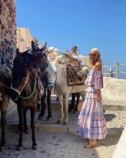 Isadora™ | Robe Longue Off-Shoulder à Imprimé Mexicain de Luxe