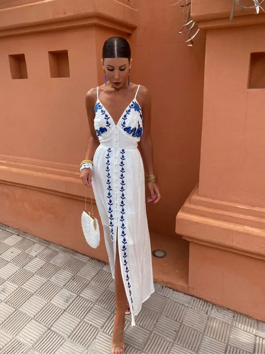 Alessandra™ | Robe à Bretelles Brodée