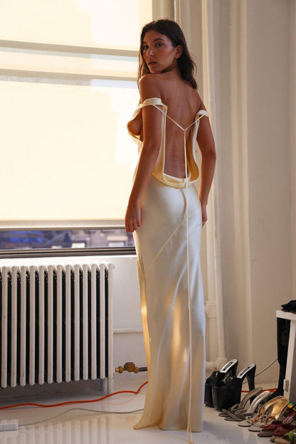 Charlotte™ | Élégante Robe Maxi en Soie avec Dos Nu