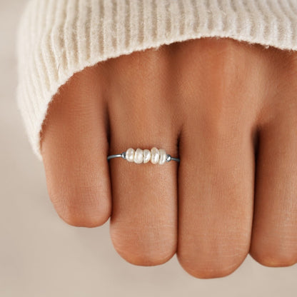 Bague en argent avec perles d'eau douce classiques