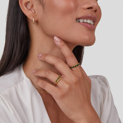 Mary - Bague superposée en vert émeraude